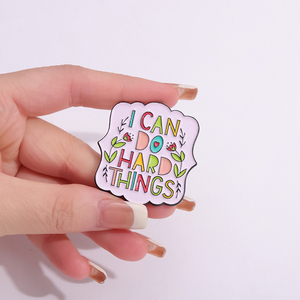 Broche en émail avec inscription colorée « Je peux faire des choses difficiles », déclaration positive, badge pour sac à dos, accessoires vestimentaires, cadeau, bijoux pour amis - Product Image 2