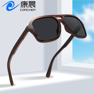 Gafas de Sol de Madera Conchen, Estilo Aviador, Montura Negra, Lentes TAC con Protección UV400, Unisex, para Viajes, Conducción y Moda - Product Image 4