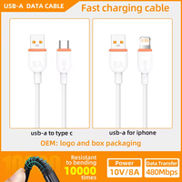 Kabel USB-C Pengisian Cepat 8A Tahan Lama, Mendukung QC 3.0, Transfer Data Kecepatan Tinggi untuk Ponsel & Kamera 120W USB ke Tipe-C Baru