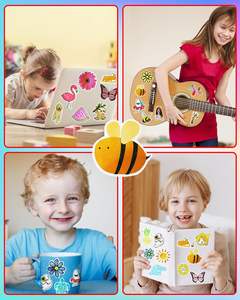 200 autocollants écologiques en PVC autocollants imperméables pour bouteilles d'eau, design mignon pour enfants, impression UV, finition 3D effet cristal - Product Image 6