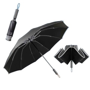 Parapluie d'affaires pliant OEM entièrement automatique inversé de 23 pouces en polyester pour adultes et femmes, résistant aux intempéries et aux UV, protection solaire - Product Image 1