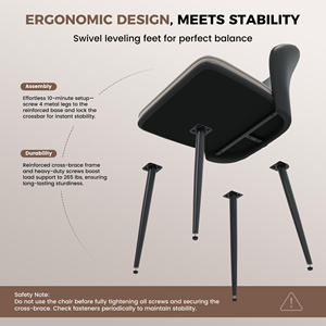 Chaise de salle à manger moderne en similicuir avec dossier incurvé, coussin en mousse épaisse, chaise d'appoint douce pour l'extérieur, pour la cuisine et le salon - Product Image 2