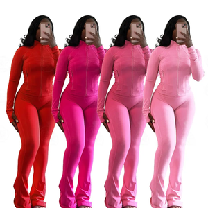 2025 Valentine rose Plaid Yoga ensemble pour femmes pantalon évasé veste d'entraînement et 2 pièces survêtement Fitness Sportsuit pour les filles grandes - Product Image 4