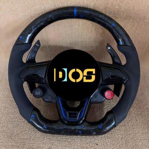 Volante Deportivo DOS de Fibra de Carbono y Alcántara con LED para <span class=keywords><strong>Volkswagen</strong></span> VW Golf R Mk8 Mk7.5 GTI Jetta Passat B8 Tiguan <span class=keywords><strong>Arteon</strong></span> CC Audi A3 8V - Product Image 3