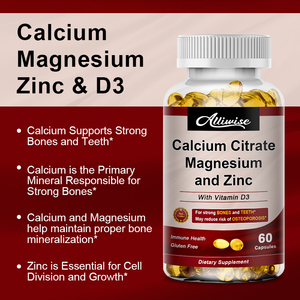 Cápsulas de Gel Suave <span class=keywords><strong>con</strong></span> Citrato de Calcio, <span class=keywords><strong>Magnesio</strong></span> <span class=keywords><strong>y</strong></span> <span class=keywords><strong>Zinc</strong></span> <span class=keywords><strong>con</strong></span> Complejo de Vitamina D3 para el Apoyo de la Salud Ósea, 60 Unidades - Product Image 4