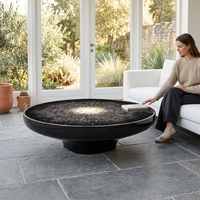 Table basse ronde en fibre de verre sur mesure, table centrale moderne noire brillante pour villa, hôtel, salon
