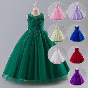 Superbes petites/grandes filles dentelle fleur fille mariage demoiselle d'honneur fête d'anniversaire vacances Pageant bal déguisement vêtements pour enfants - Product Image 1