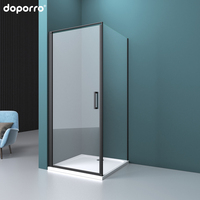Bague de douche carrée en aluminium trempé 90x90, sans cadre, moderne, CE, pour hôtel, bain de douche noir, 6mm, 3 ans