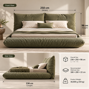 Cadre de lit en tissu surdimensionné, vente en gros d'usine, couleur personnalisée, lit double rembourré doux avec grands coussins de dossier pour les revendeurs de meubles - Product Image 5