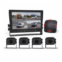 Moniteur DVR AHD 10,1 pouces avec écran partagé, détection IA BSD 4 canaux, détection humaine et véhicule, caméra de recul 1080P, kit alarme sonore et lumineuse pour VR