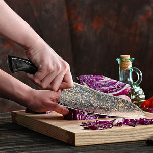 سكين طاه 8 بوصة سكاكين مطبخ يابانية عالية الجودة من النحاس الصلب الدمشقي حادة للغاية مقبض مريح سكاكين مطبخ يابانية - Product Image 6