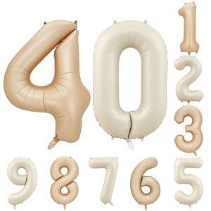 Caramelo de <span class=keywords><strong>avena</strong></span> crema marrón colores Digital 0-9 de globo de helio para bebé ducha cumpleaños boda San Valentín decoración suministros - Product Image 2