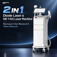 Appareil professionnel de suppression de tatouages au laser Nd:YAG Q-Switched 510K à 2 poignées et d'épilation au laser diode 808 nm
