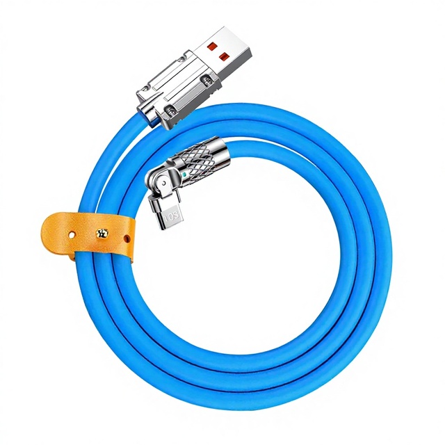 180 Degree Rotating 120W Fast Charge Cable Zinc Alloy Silicone 6A USB Type C Micro USB Data Cable for Phone Computer