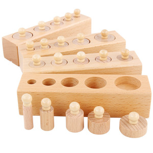 Bloques Educativos de Encaje Cilíndrico Montessori Edición Familiar QW065 para la Inteligencia y Educación Temprana de los Niños - Product Image 1