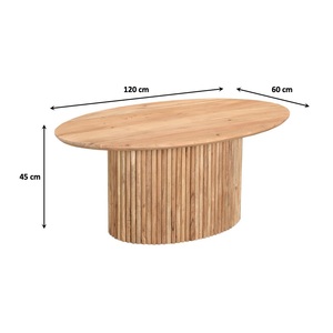 Keaton Table basse contemporaine durable en bois naturel, base en bois courbé cannelé pour bureau à domicile, café, restaurant, hôtel, vente - Product Image 2