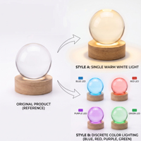 Esfera de Cristal K9 Transparente Sólida de 60 mm y 80 mm para Máquinas de Grabado Láser y UV XTool con Base de Madera y Soporte LED