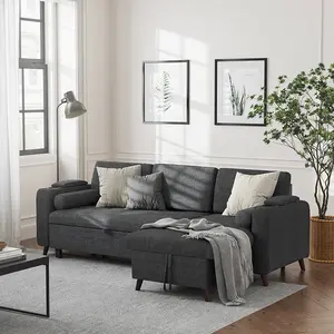 Vasagle phòng khách đi văng sofa bộ đồ nội thất thiết kế hiện đại kéo ra Sofa giường L Hình dạng cắt vải phòng khách ghế sofa