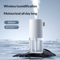 Humidificateur d'air portable de bureau et domestique, mini, sans fil, rechargeable, avec réservoir d'eau de 500 ml, 1200 mAh, purificateur d'air à brume froide