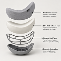 Coussin d'équilibre ergonomique breveté ODM pour entraînement abdominal à faible impact à domicile, technologie de mousse pour exercices abdominaux à faible impact, petit modèle