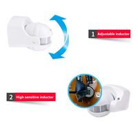 Détecteur de mouvement infrarouge PIR extérieur de sécurité AC 220V-240V 110V IP54, capteur de mouvement à 180 degrés, portée maximale de 10 m, 50 Hz