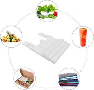 เสื้อยืดดำเนินการกระเป๋าพลาสติกถุงของชำสีขาวทนทานขนาดซูเปอร์มาร์เก็ตมาตรฐาน12x20นิ้ว - Product Image 5