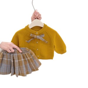 Tongxingyuan Girls Sweater <b>Cardigan</b> Plaid Skirt Set Autumn Winter <b>Thick</b> Cotton Children Outfits - Product Image 5