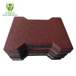 Anti Slip Rubber Dog Bone Tile Interlocking Rubber Paver For Children's playground,Gym,Elder's activity areas