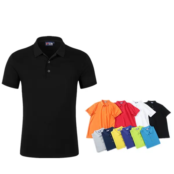 Breathable 240g 65% Cotton 35% Polyester CVC Fabric Printed Logo Plain Men Turn-down Collar Advertising T-shirt Polo Shirt