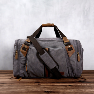 Customized Mens Genuine Leather Canvas <b>Travel</b> <b>Bag</b> Water Resistant Duffel Weekend <b>Travel</b> <b>Holdall</b> <b>Bag</b> Custom Logo LCTB-0007 - Product Image 1