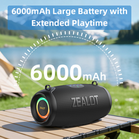 Enceinte de fête sans fil ZEALOT P15 50W avec double haut-parleur 25W et éclairage RGB, étanche IPX6, batterie 6000mAh, appairage TWS, Type-C, pour jardin