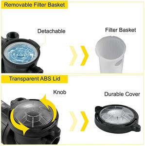 Youpin TRUPOW — <span class=keywords><strong>pompe</strong></span> de <span class=keywords><strong>piscine</strong></span> commerciale 1.0 HP, 5220 GPH, haute puissance, <span class=keywords><strong>pour</strong></span> eau de nettoyage avec panier filtre 110V-120V - 60HZ - Product Image 6