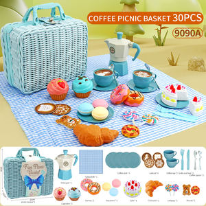Ensemble de jeu de pique-nique 30 pièces avec cafetière, jouets de dessert, cadeau portable pour fête du thé des enfants - Product Image 2