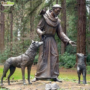 Église populaire Figure religieuse Sculpture Bronze Saint François d'Assise Statue - Product Image 2