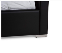 Lit double en cuir souple de haute qualité, design moderne, avec cadre en bois / Meubles de chambre à coucher