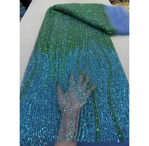 トップレース売れ筋ビーズチュール卸売価格ウェディングブライダルレース女性用アフリカレース生地ウェディングドレス - Product Image 3