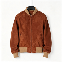 Blouson Bomber Unisexe en Daim Imperméable Écologique Réversible Col Baseball Brodé Style Vintage Décontracté Automne