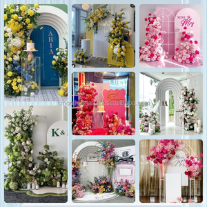 Decoración de Boda Elegante, Camino de Mesa con Flores de Champán, Panel de Flores de Rosas Blancas y Plantas Verdes para Esquinas - Product Image 6