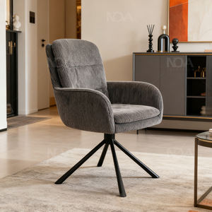 <span class=keywords><strong>Fauteuil</strong></span> moderne NOVA en tissu rembourré pour salon, <span class=keywords><strong>fauteuil</strong></span> de détente individuel avec pieds en métal noir - Product Image 3