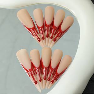 Faux ongles à presser faits main, extra longs, effet goutte d'eau, couvrance totale, motif étoile, en acrylique de luxe, prix usine, vente en gros - Product Image 4