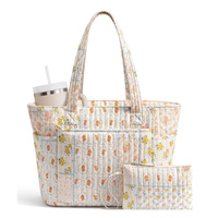 Sac fourre-tout matelassé personnalisé pour femme, sac de travail en coton matelassé avec compartiment pour ordinateur portable de 14 pouces, porte-gobelet de 40 oz pour enseignant, infirmière, voyage