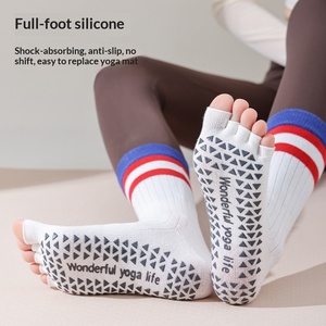 <span class=keywords><strong>Calze</strong></span> Yoga <span class=keywords><strong>Donna</strong></span> Antiscivolo a 5 Dita <span class=keywords><strong>Aperte</strong></span> in Cotone a Metà Polpaccio per Pilates e Fitness Principianti - Product Image 3