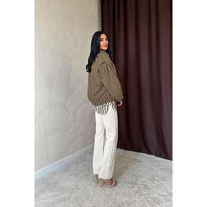 Chaqueta Bomber Caqui al por Mayor para Mujer, Cortavientos, de Poliéster Acolchado, Manga Larga, Tallas M L XL XXL - Product Image 1