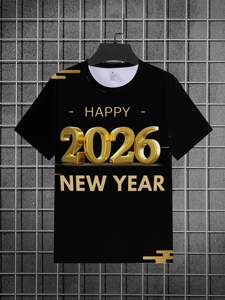 2026 Ano Novo Chegada Alta Qualidade Personalizado 180 Gramas Jersey Casual Impresso com Padrão <span class=keywords><strong>T-Shirts</strong></span> para Homens Atacado - Product Image 2