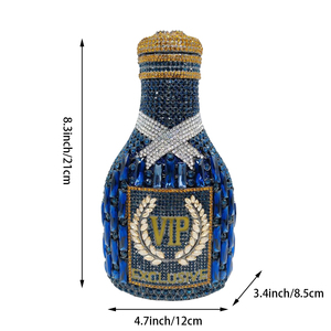 Bolso de Mano con Forma de Botella de Champán Brillante, Bolso de Hombro Vintage con Piedras Preciosas para Discotecas, Bares y Fiestas de Graduación para Mujer - Product Image 2