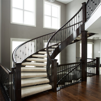 DAIYA – escalier extérieur en fer avec balustrade en acier de couleur noire, escalier en spirale incurvé