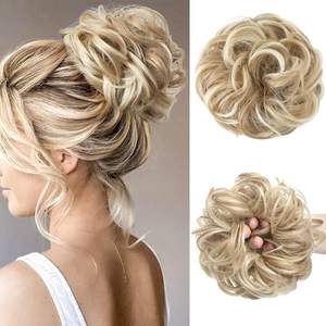 Chignon élégant et désordonné, pièce de <span class=keywords><strong>cheveux</strong></span> ondulée et bouclée, extensions synthétiques, chignon épais, blond sale ombré - Product Image 1