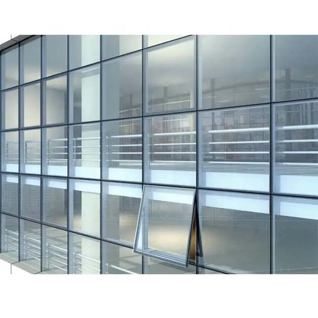 Fabrik Doppel verglasung Vorhang fassade Zubehör für Fassade Aluminium rahmenlose Aluminium Vorhang fassade Profil Glasfassaden