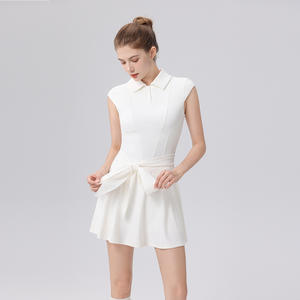 ชุดเดรสกอล์ฟผู้หญิงคอปกโปโล ชุดเทนนิสแบบชิ้นเดียว กระโปรงยืด ชุดแบดมินตันสำหรับฤดูร้อน พร้อมโลโก้สั่งทำ - Product Image 2
