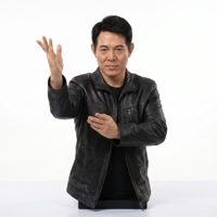Figurine en silicone grandeur nature de Jet Li, héros d'action hollywoodien, en costume, fabrication directe sur mesure pour les collectionneurs de musées